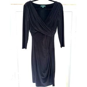 Lauren Ralph Lauren Women’s Black Faux Wrap Dress Size 10